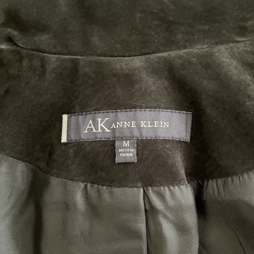 Anne Klein Black Genuine Suede Leather Blazer Jacket Womens‎ Medium - Picture 3 of 6